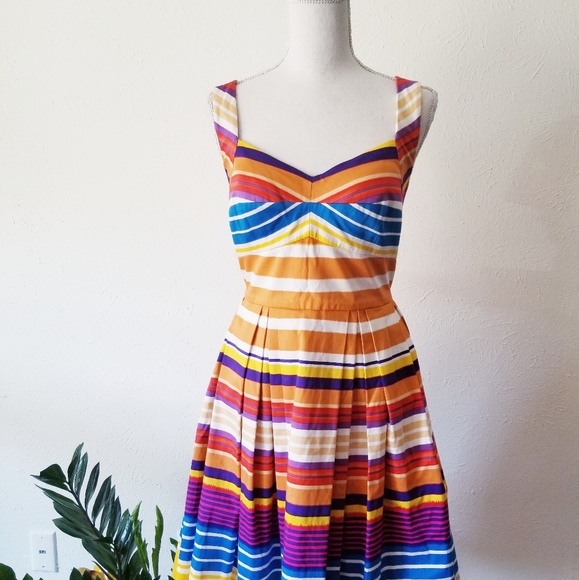 Calvin Klein Dresses & Skirts - Calvin Klein Multicolor Pleat Striped Halter Dress